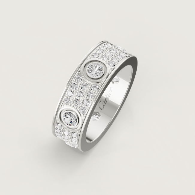 [⭐Spark]LOVE RING 6.5MM Full Diamond, 6 Major Diamonds Silver