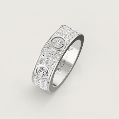 [⭐Spark]LOVE RING 6.5MM Full Diamond, 6 Major Diamonds Silver