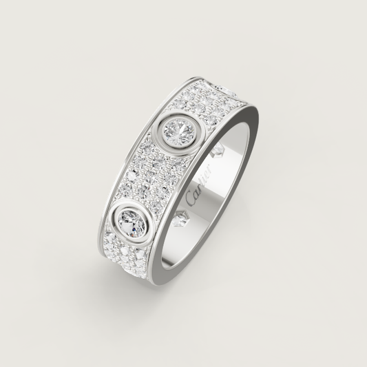 [⭐Spark]LOVE RING 6.5MM Full Diamond, 6 Major Diamonds Silver