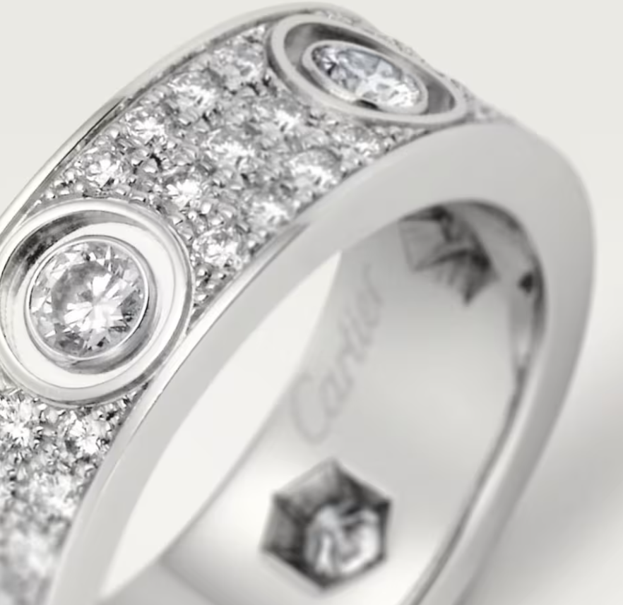 [⭐Spark]LOVE RING 6.5MM Full Diamond, 6 Major Diamonds Silver
