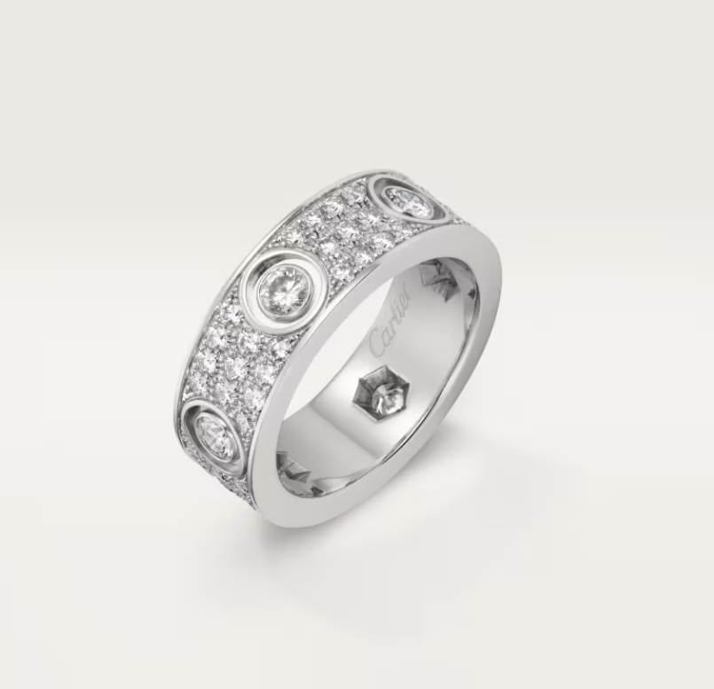 [⭐Spark]LOVE RING 6.5MM Full Diamond, 6 Major Diamonds Silver