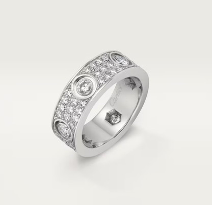 [⭐Spark]LOVE RING 6.5MM Full Diamond, 6 Major Diamonds Silver