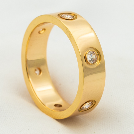 [⭐Spark]LOVE RING 5.5MM 6 DIAMONDS PINK GOLD