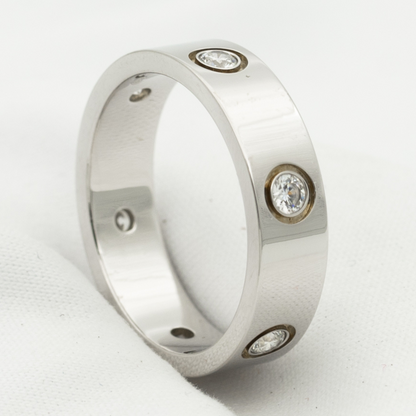 [⭐Spark]LOVE RING 5.5MM 6 DIAMONDS SILVER