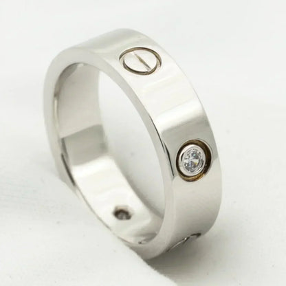 [⭐Spark]LOVE RING 5.5MM 3 DIAMONDS SILVER