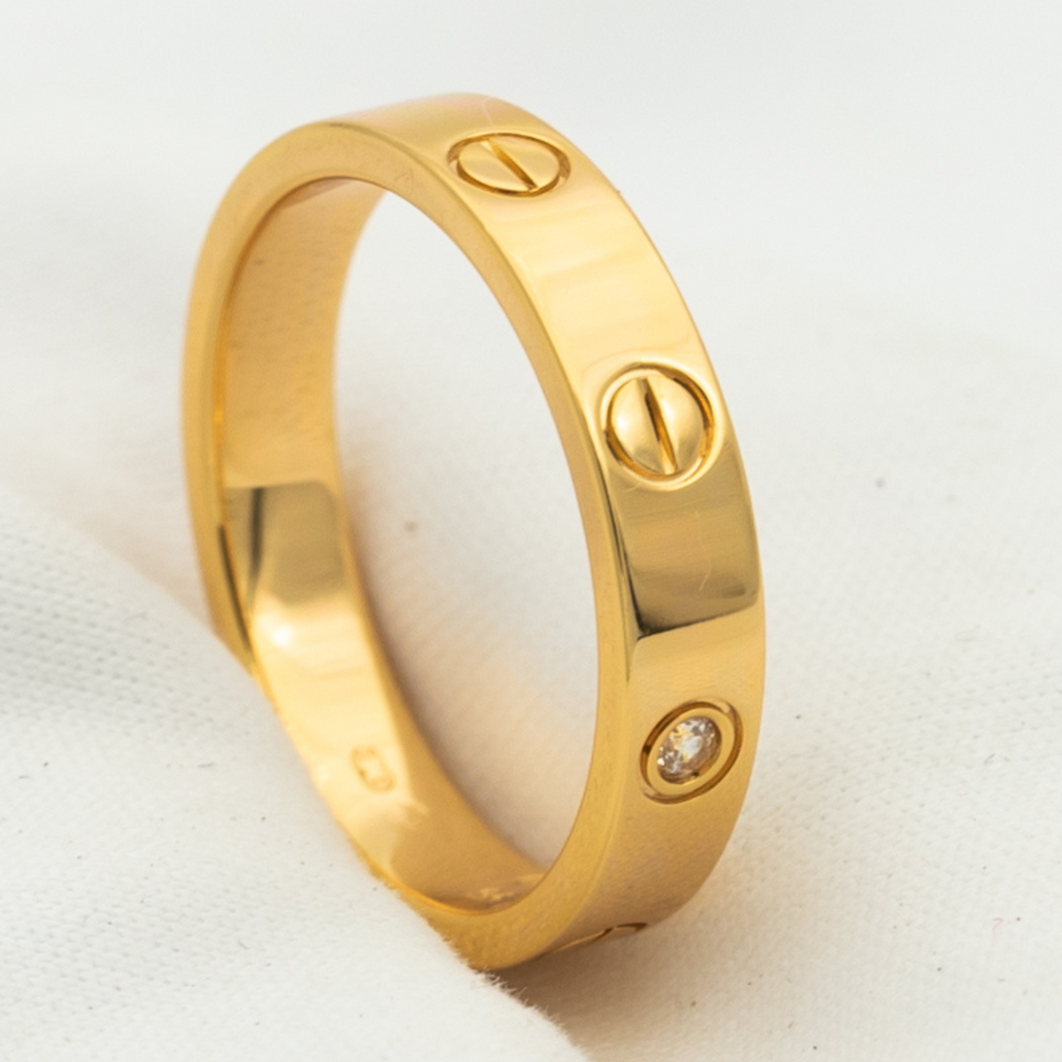 [⭐Spark]LOVE RING 4MM 1 DIAMOND PINK GOLD