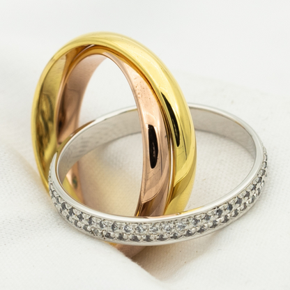 [⭐Spark Jewelry]TRINITY RING GOLD PINK GOLD SILVER DIAMONDS