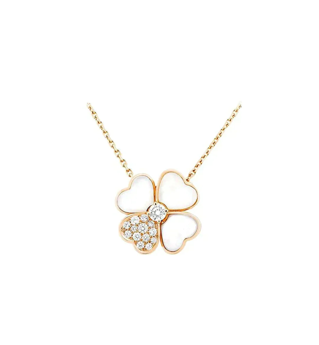 [⭐Spark]CLOVER MOP DIAMOND ROSE GOLD NECKLACE