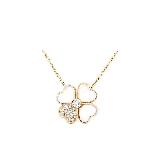 [⭐Spark]CLOVER MOP DIAMOND ROSE GOLD NECKLACE