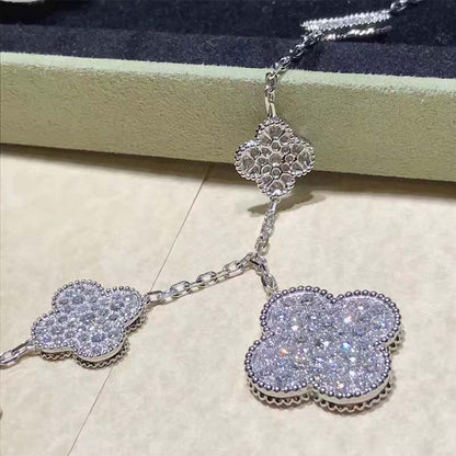 [⭐Spark]CLOVER 6 MOTIFS SILVER DIAMOND BRACELET