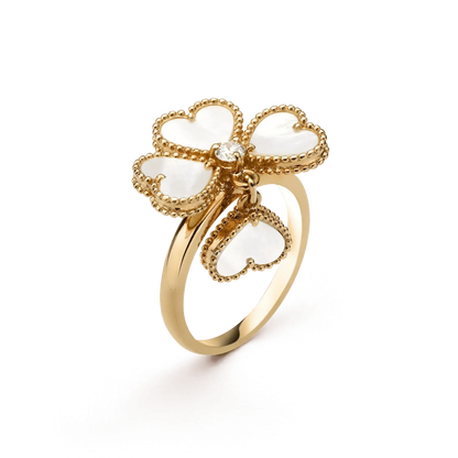 [⭐Spark]SWEET CLOVER WHITE MOP RING