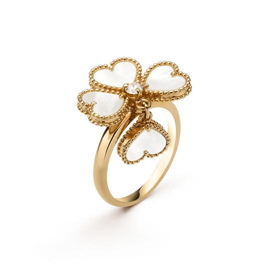 [⭐Spark]SWEET CLOVER WHITE MOP RING