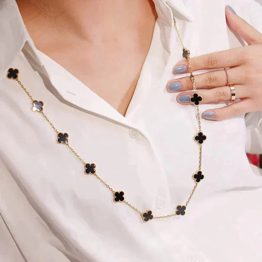 [⭐Spark]CLOVER 20 MOTIFS ONYX NECKLACE