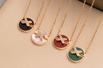 [⭐Spark]JEUX DE PINK GOLD DIAMOND NECKLACE