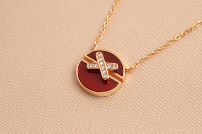 [⭐Spark]JEUX DE PINK GOLD DIAMOND NECKLACE