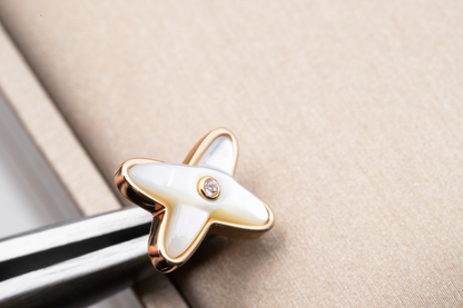 [⭐Spark]JEUX DE WHITE MOP ROSE GOLD DIAMOND EARRINGS