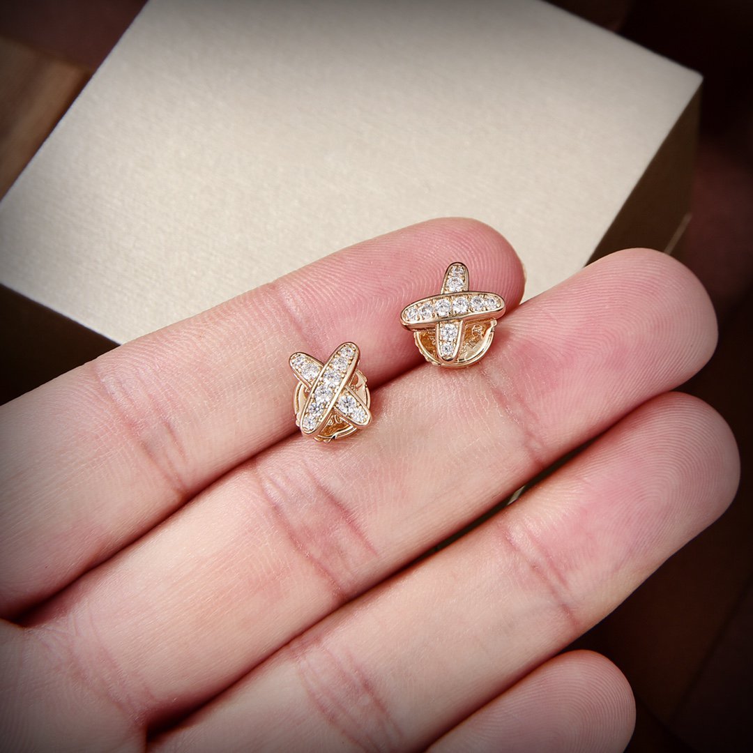 [⭐Spark]JEUX DE GOLD DIAMOND EARRINGS