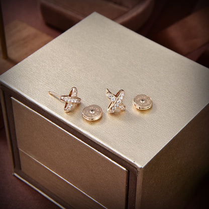 [⭐Spark]JEUX DE GOLD DIAMOND EARRINGS
