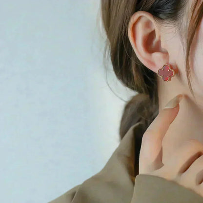 [⭐Spark]CLOVER MEDIUM 1 MOTIFS CARNELIAN  EARRINGS