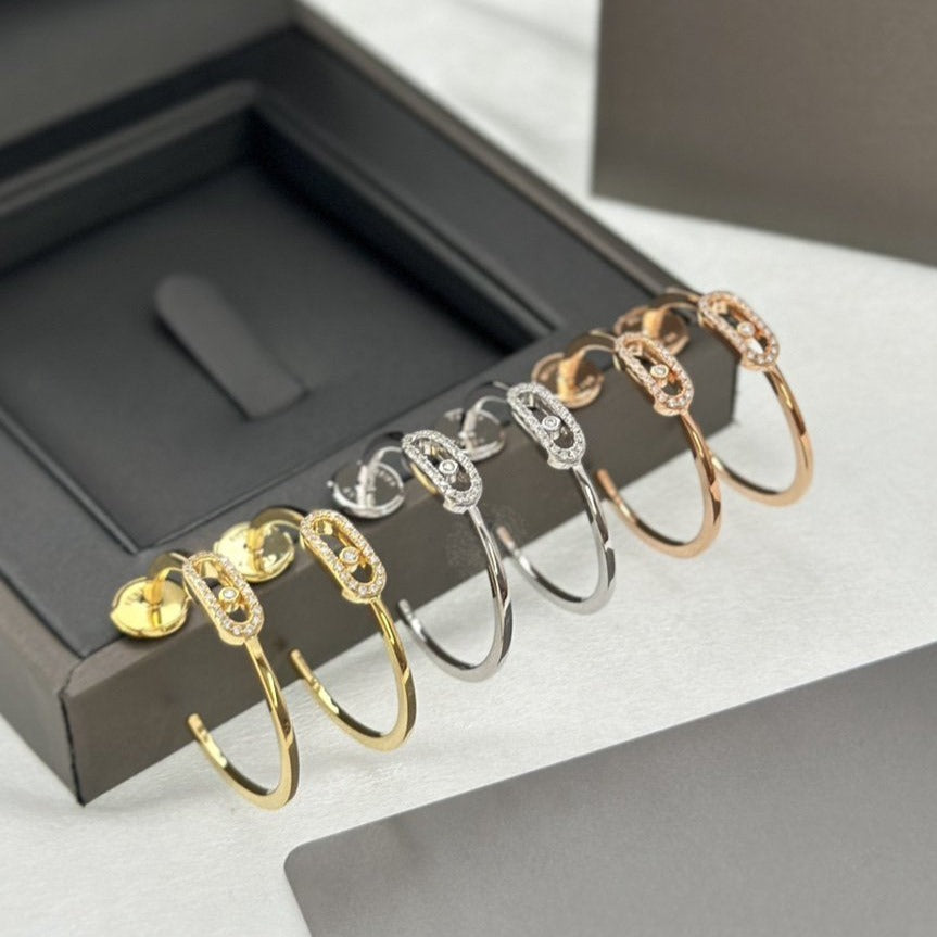 [⭐Spark]CREOLES MOVE UNO PM DIAMOND EARRINGS