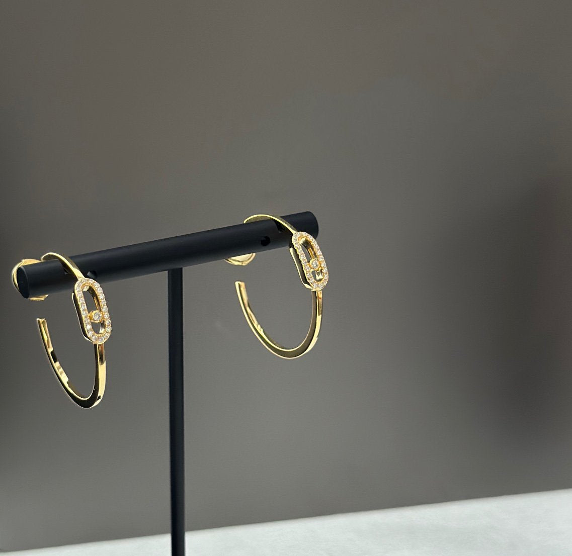 [⭐Spark]CREOLES MOVE UNO PM DIAMOND EARRINGS
