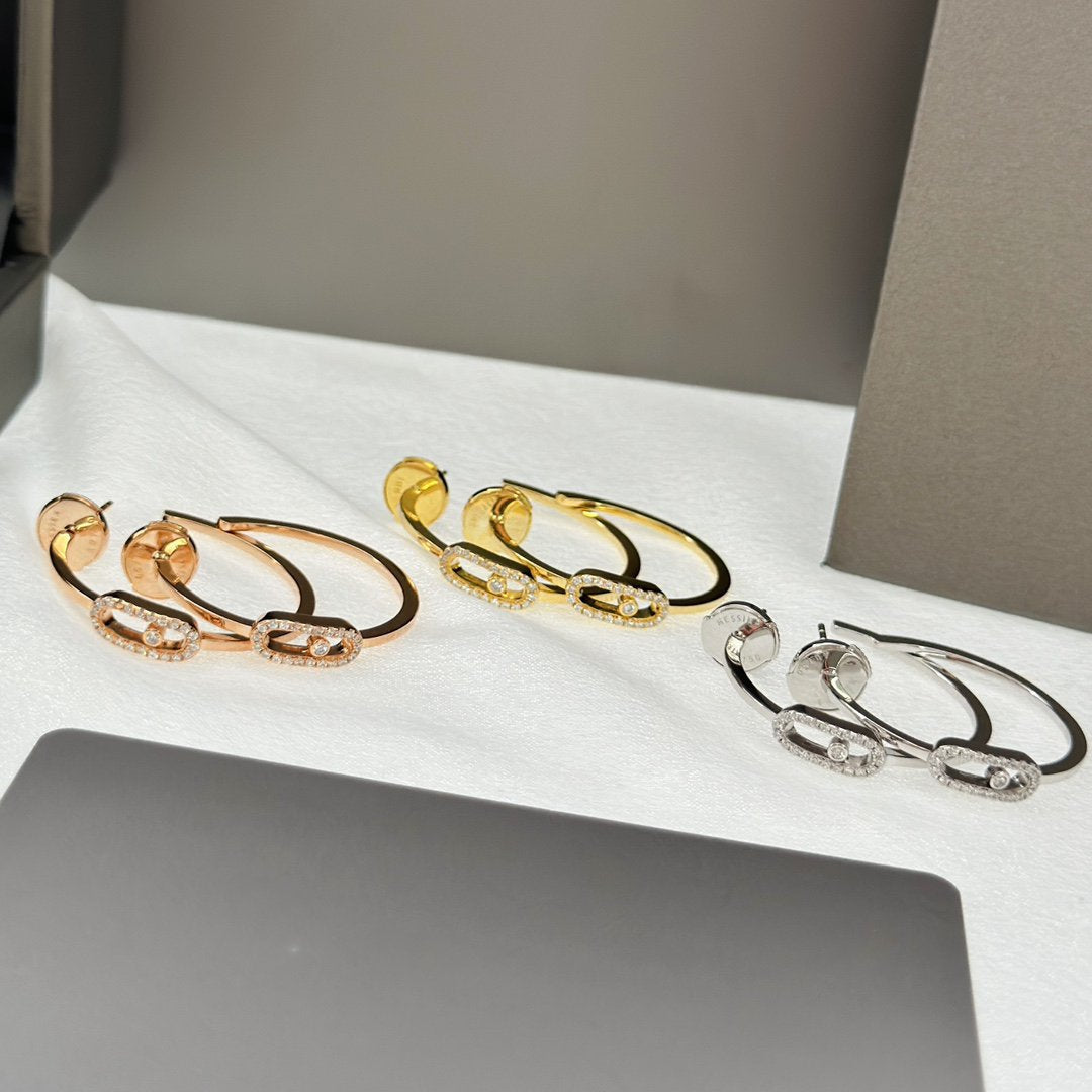 [⭐Spark]CREOLES MOVE UNO PM DIAMOND EARRINGS