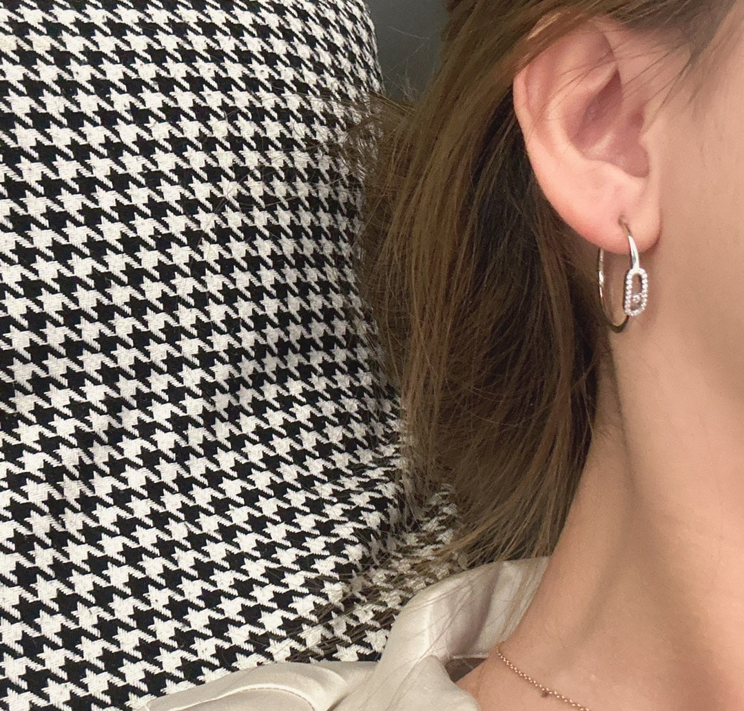[⭐Spark]CREOLES MOVE UNO PM DIAMOND EARRINGS