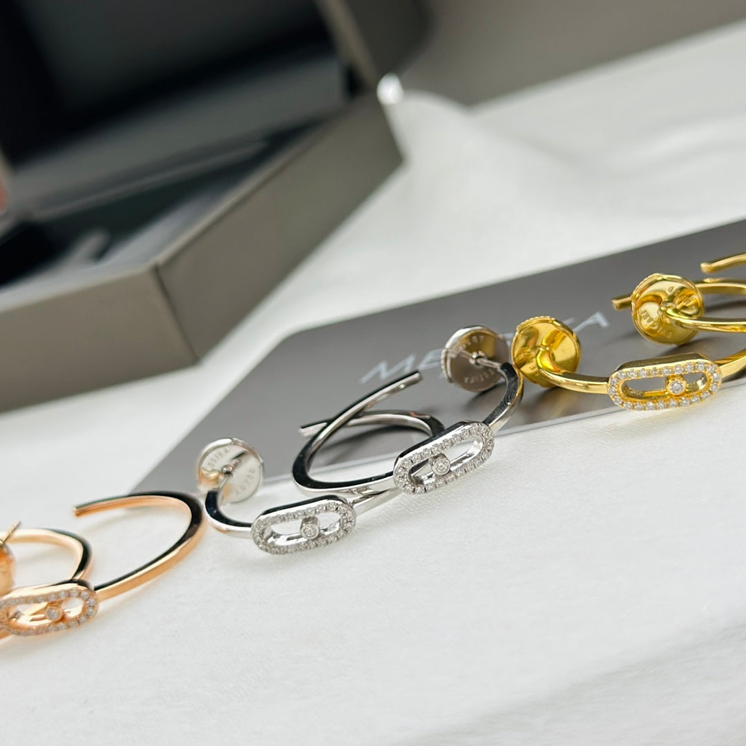 [⭐Spark]CREOLES MOVE UNO PM DIAMOND EARRINGS