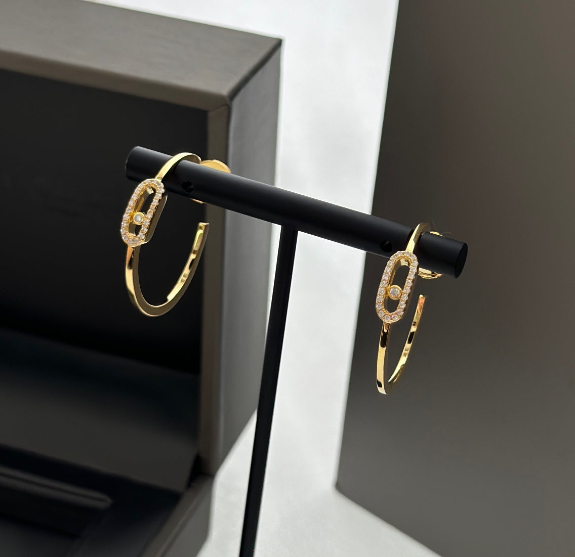 [⭐Spark]CREOLES MOVE UNO PM DIAMOND EARRINGS