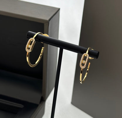 [⭐Spark]CREOLES MOVE UNO PM DIAMOND EARRINGS