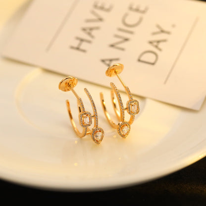 [⭐Spark]CREOLES MY TWIN 2 RANGS SILVER DIAMOND EARRINGS