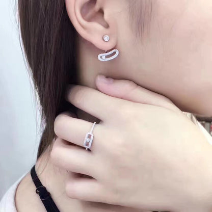 [⭐Spark]MOVE UNO SILVER DIAMOND EARRINGS