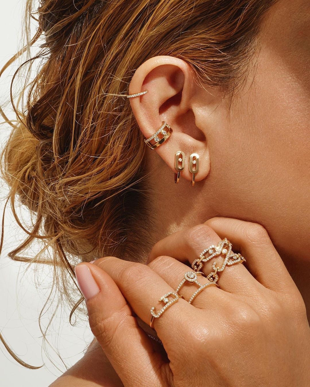 [⭐Spark]CREOLES MOVE UNO MINI 1 DIAMOND EARRINGS