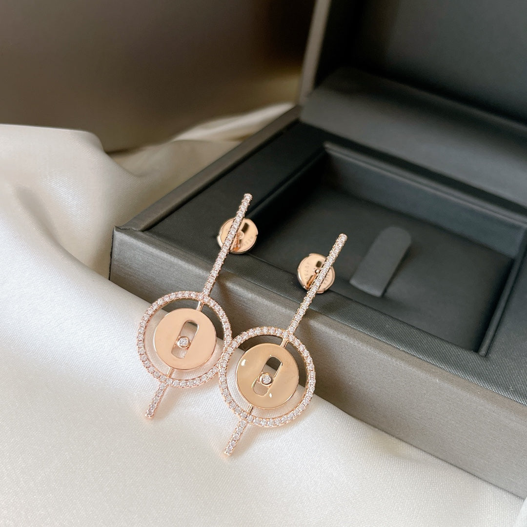 [⭐Spark]Demo MOVE ARROW PINK GOLD DIAMOND EARRINGS