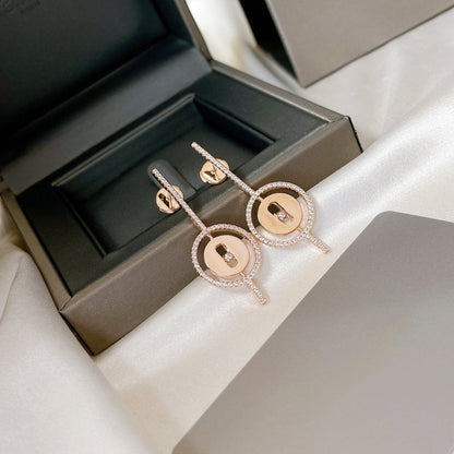 [⭐Spark]Demo MOVE ARROW PINK GOLD DIAMOND EARRINGS
