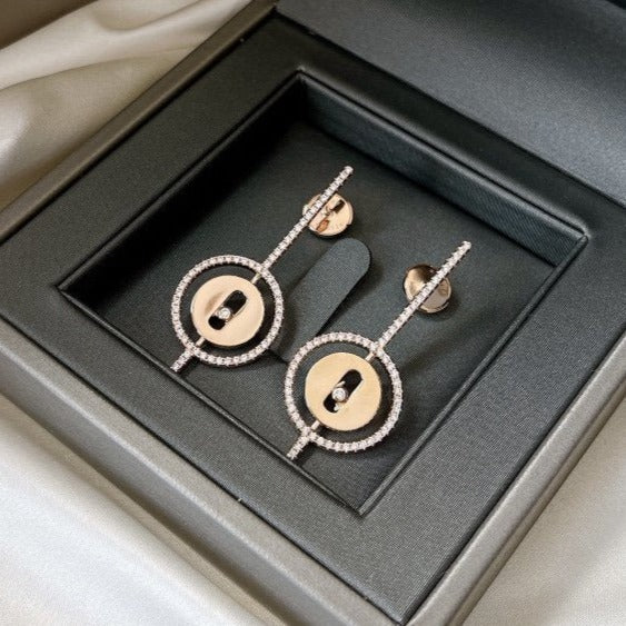 [⭐Spark]Demo MOVE ARROW PINK GOLD DIAMOND EARRINGS