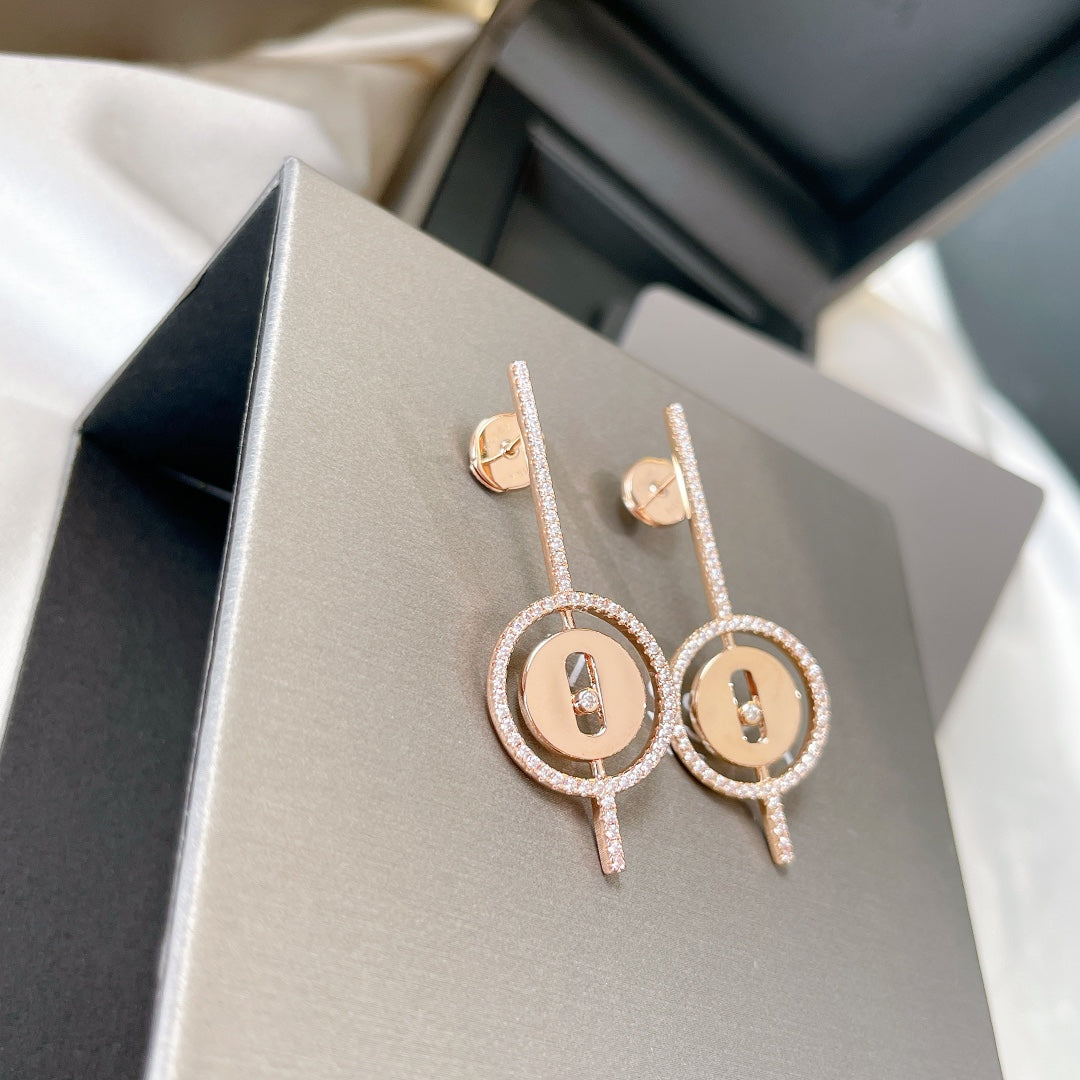 [⭐Spark]Demo MOVE ARROW PINK GOLD DIAMOND EARRINGS