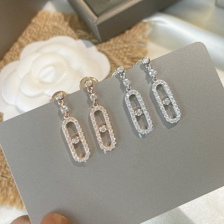 [⭐Spark]DORMEUSES MOVE UNO DIAMOND EARRINGS
