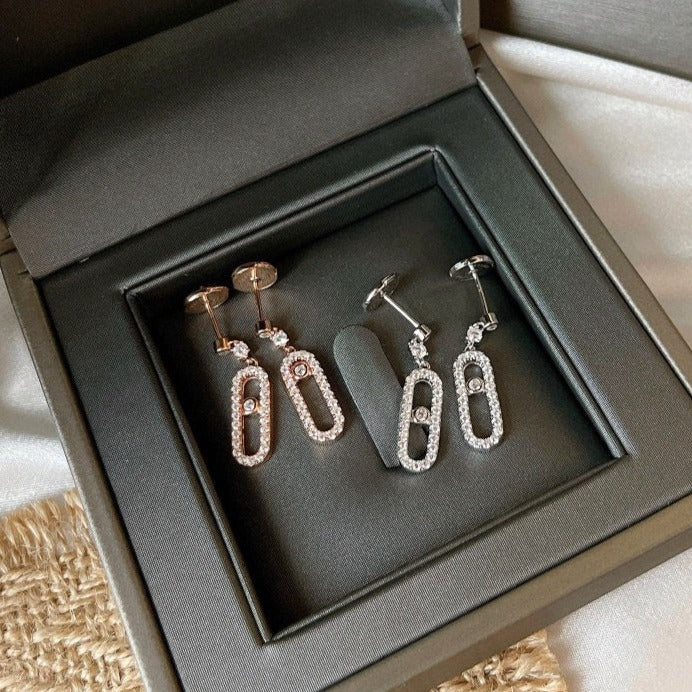 [⭐Spark]DORMEUSES MOVE UNO DIAMOND EARRINGS