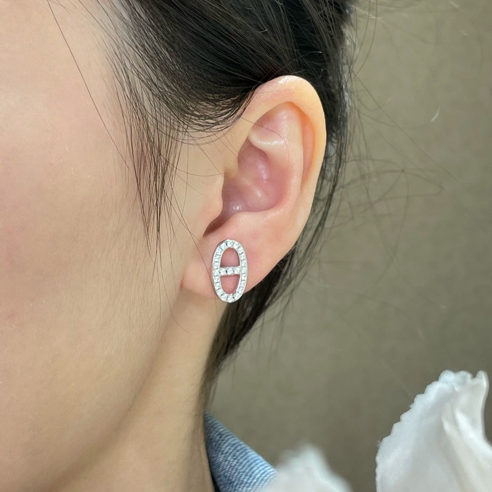 [⭐Spark]HM FULL DIAMOND PIG NOSE STUD EARRINGS