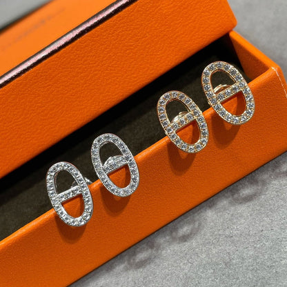 [⭐Spark]HM FULL DIAMOND PIG NOSE STUD EARRINGS