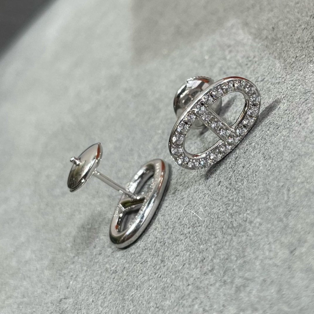 [⭐Spark]HM FULL DIAMOND PIG NOSE STUD EARRINGS