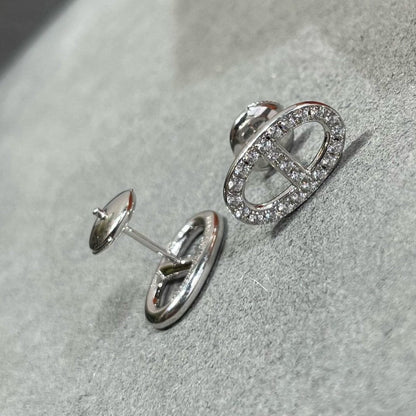 [⭐Spark]HM FULL DIAMOND PIG NOSE STUD EARRINGS