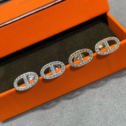 [⭐Spark]HM FULL DIAMOND PIG NOSE STUD EARRINGS