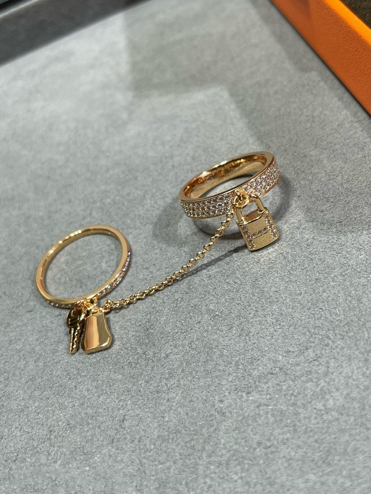 [⭐Spark]HM KELLY CLOCHETTE DOUBLE RING IN  WITH DIAMONDS