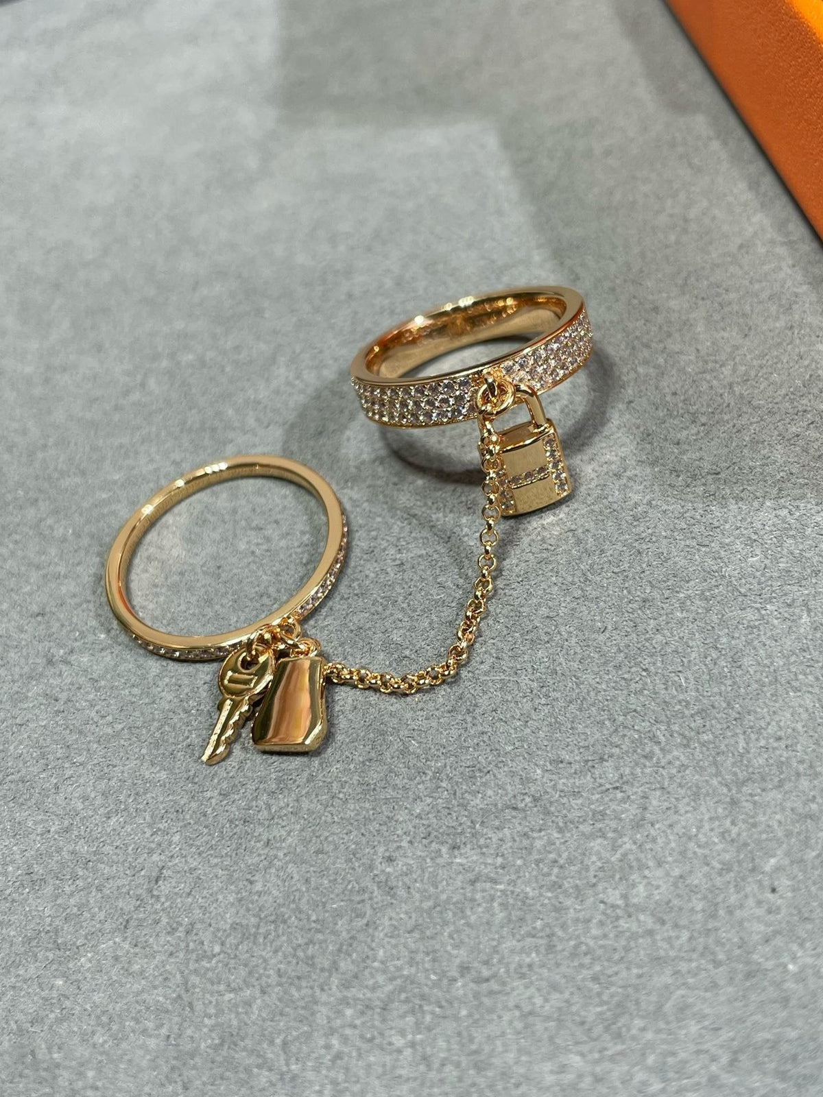 [⭐Spark]HM KELLY CLOCHETTE DOUBLE RING IN  WITH DIAMONDS