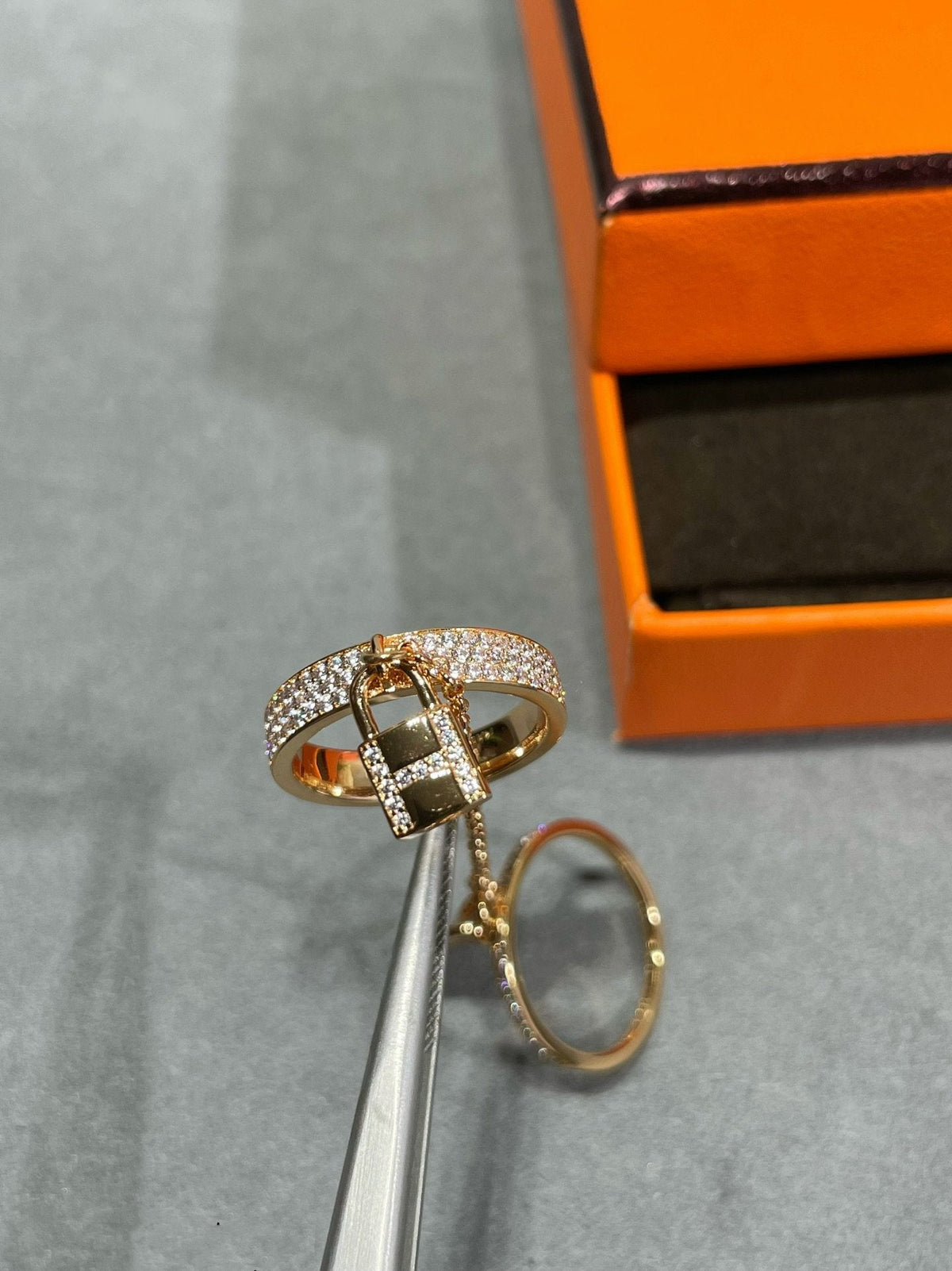 [⭐Spark]HM KELLY CLOCHETTE DOUBLE RING IN  WITH DIAMONDS