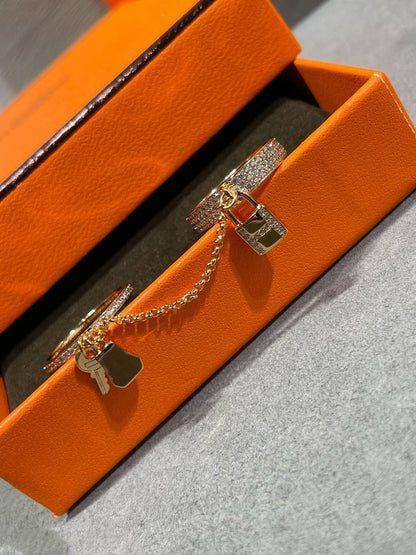 [⭐Spark]HM KELLY CLOCHETTE DOUBLE RING IN  WITH DIAMONDS