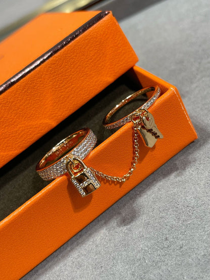 [⭐Spark]HM KELLY CLOCHETTE DOUBLE RING IN  WITH DIAMONDS