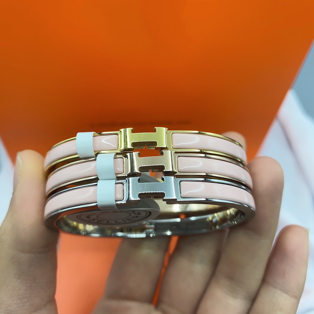[⭐Spark]CLASSIC HM CLIC  PINK 8MM ENAMEL BRACELET